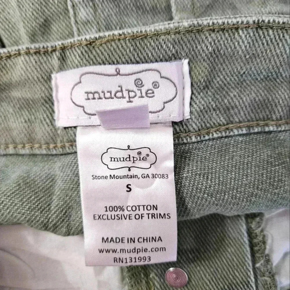 Mud Pie Windsor Buttonfly Camo Mini Skirt, Size Small, High-Low Hem - Picture 3 of 4